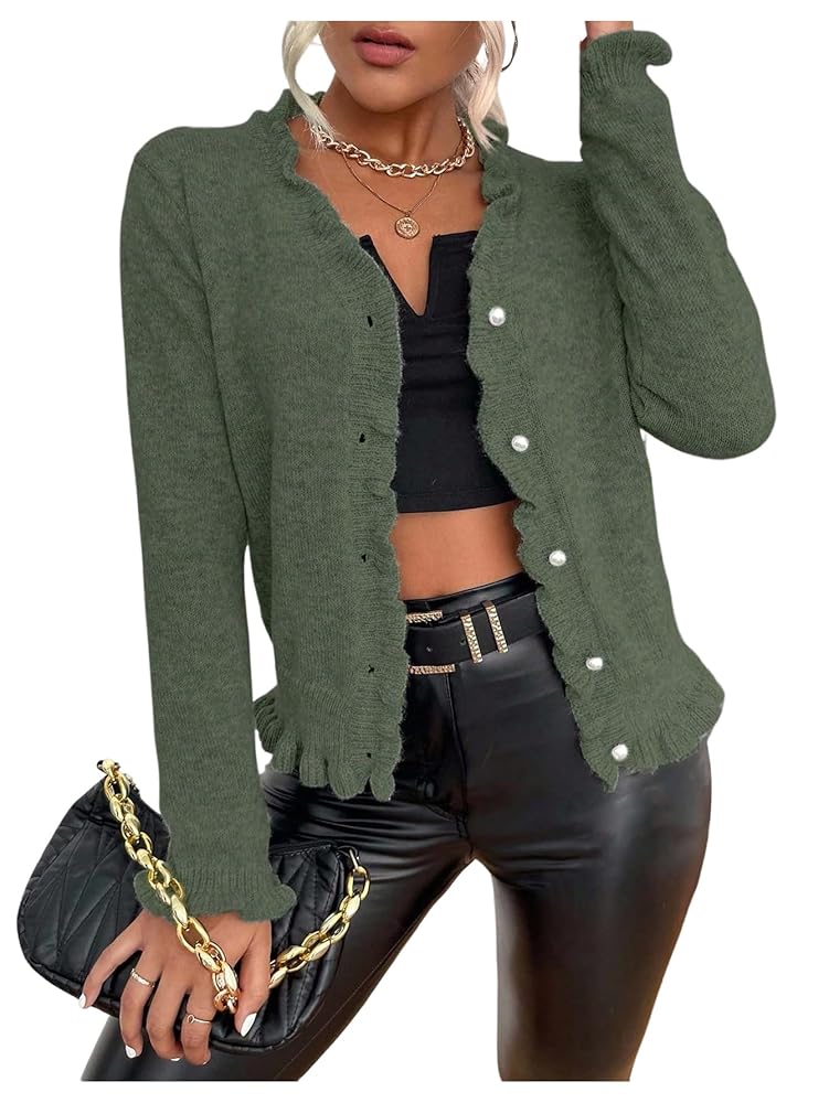 トップス  Ramie V Neck Cardigan V-Neck Cardigan Sweater with embroidered logo [TX062-1001